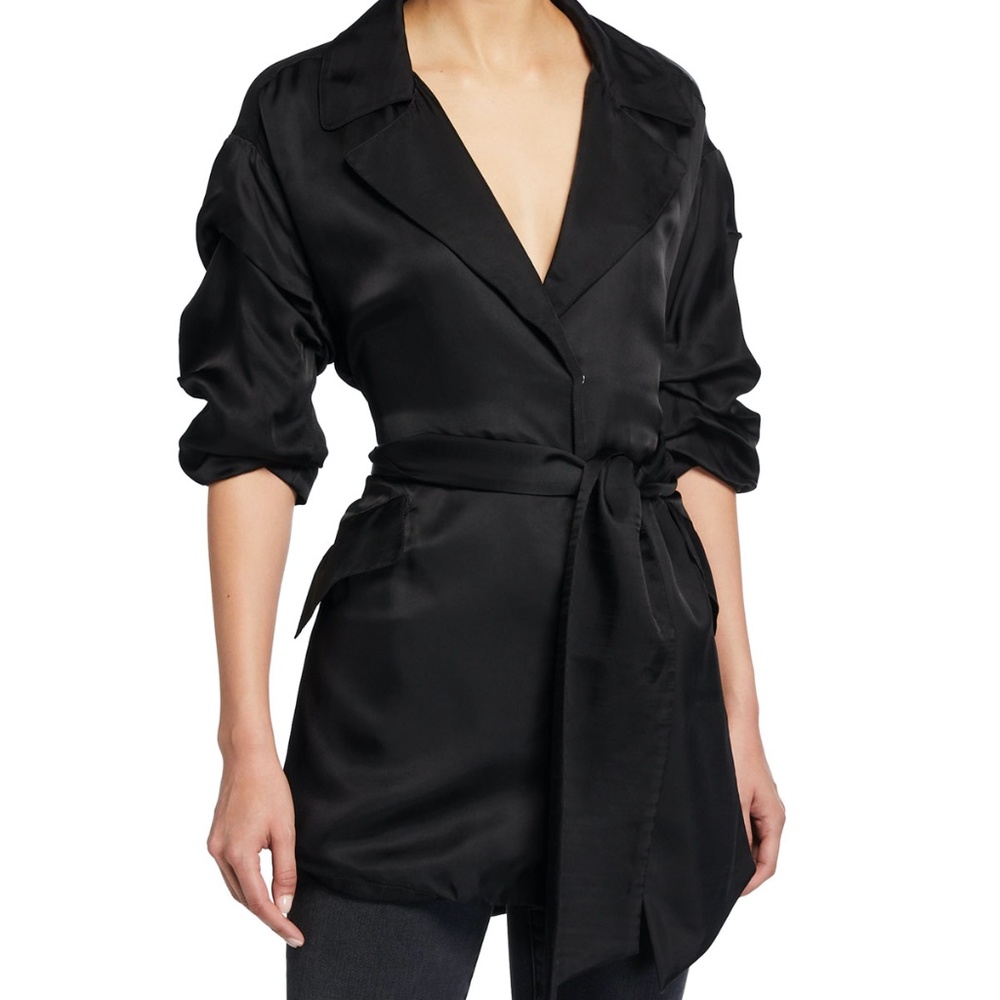 CINQ A SEPT BLACK JACKET WITH TIE